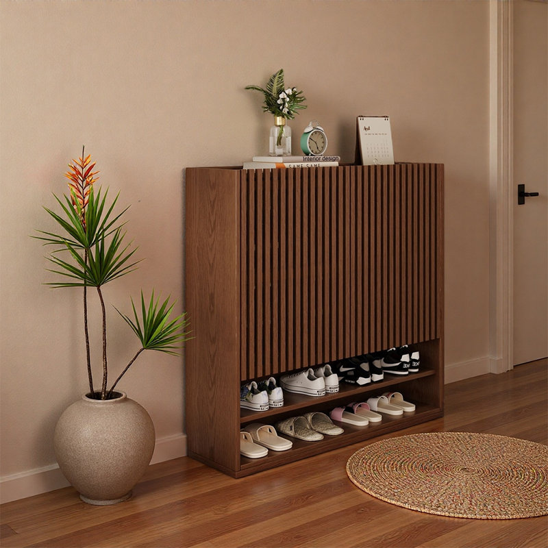 Italian style minimalist home shoe cabinet, 45.28" H x 47.24" W x 13.78" D