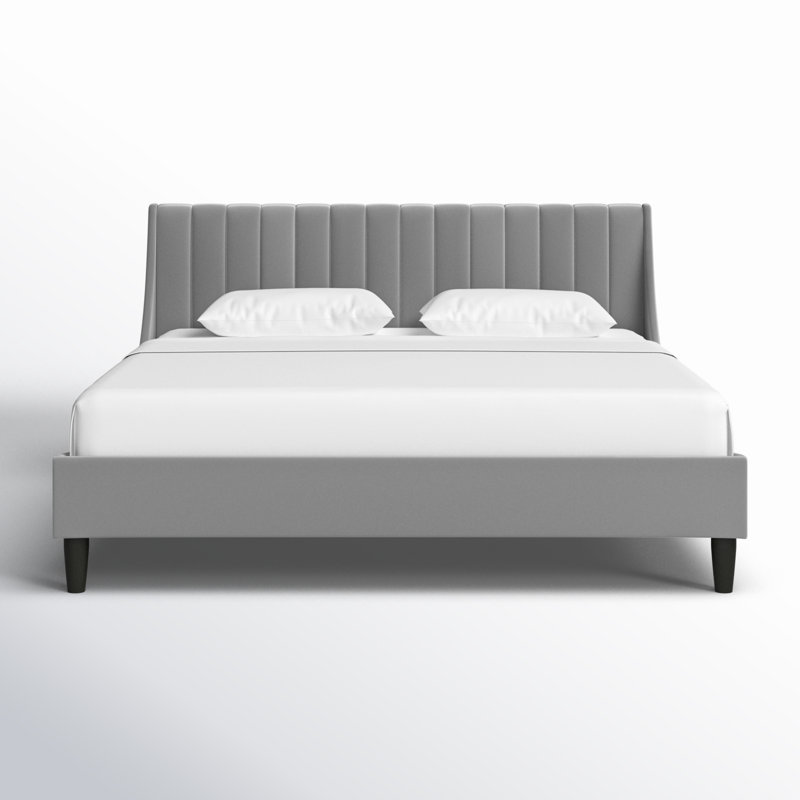 Helaina Upholstered Wingback Bed, Opal Gray Velvet, King