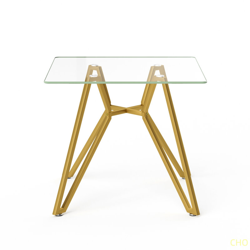 Table de salle à manger carrée en verre trempé de 35,4 pouces, pouvant accueillir 2 à 4 personnes, petite table de salle à manger de cuisine compacte, équipée de pieds en métal robustes, convenant à la salle à manger et au salon