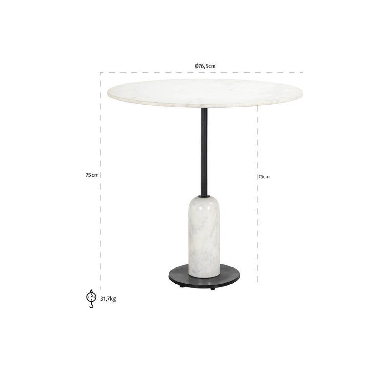 Jagger Round Marble Dining Table, 30"H x 30"L x 30"W