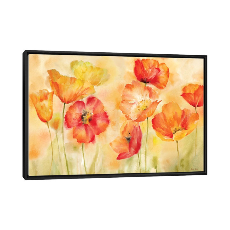 « aquarelle landscape », impression sur toile, H 18 po x l 26 po x P 1,5 po, Toile avec cadre noir, Pas de tapis