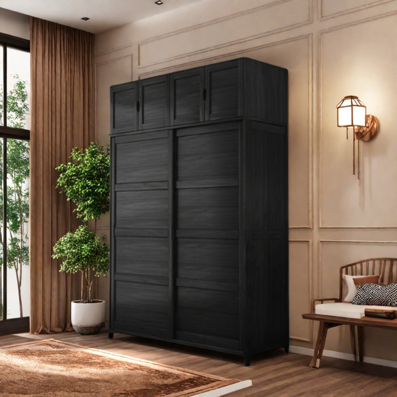 Garde-robe rétro pratique et classique, Noir, H 102,36 po x l 62,99 po x P 24,41 po