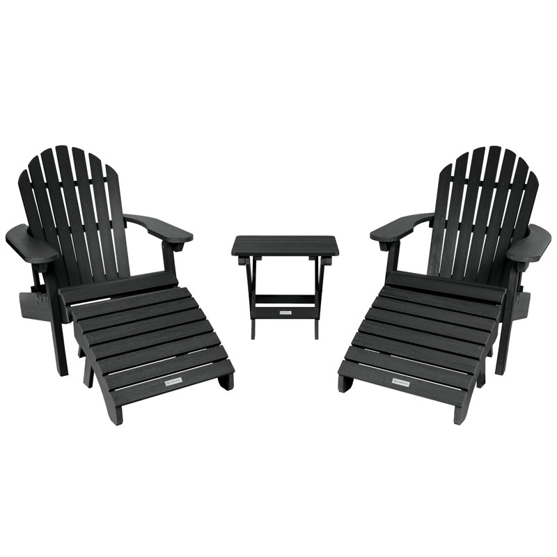 Anette Outdoor Adirondack Chair, Black