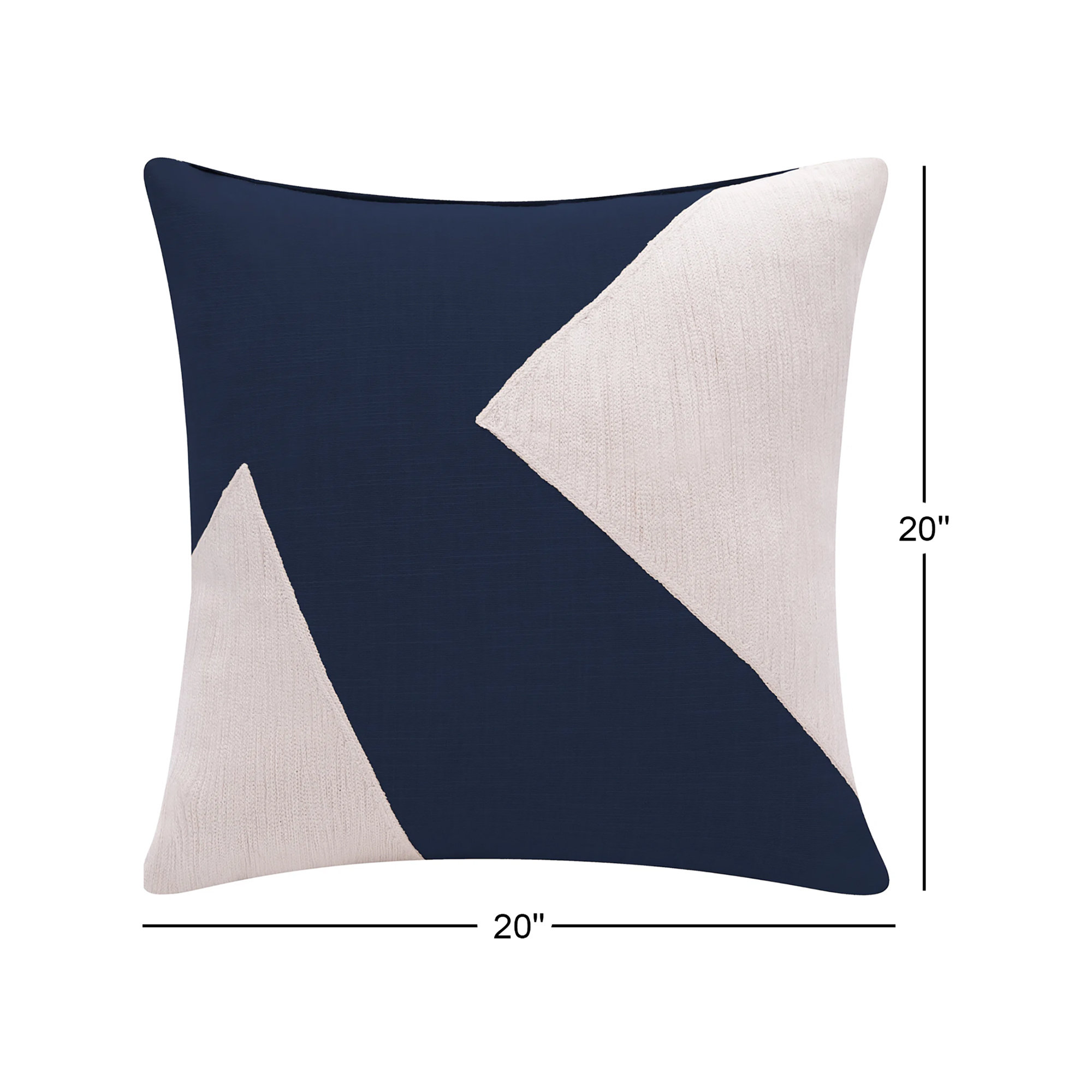 Auburn Geometric Cotton Throw Pillow, Blue/White, Polyester, Square 18"