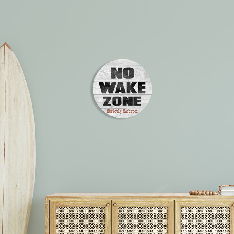 Plaque murale circulaire No Wake Zone Beach Plank