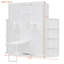 Grand lit escamotable rotatif avec armoire murale cachée, deux tablettes latérales à 3 niveaux, bureau convertible et supports de rangement supplémentaires-129686184