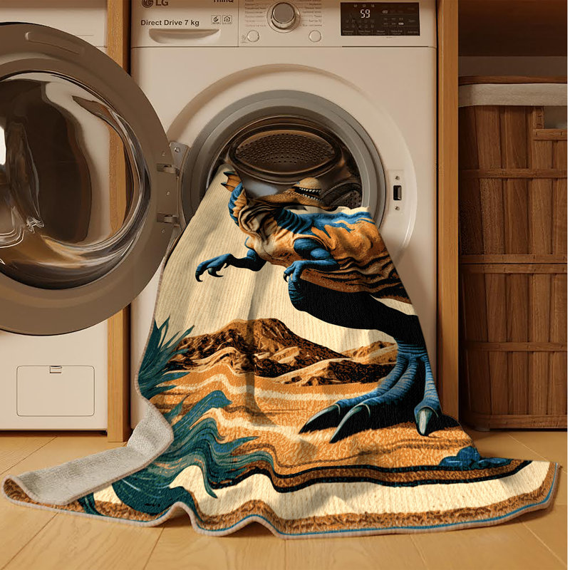 Machine Washable Dinosaurs Brown Area Rug, Rectangle 8' x 10'