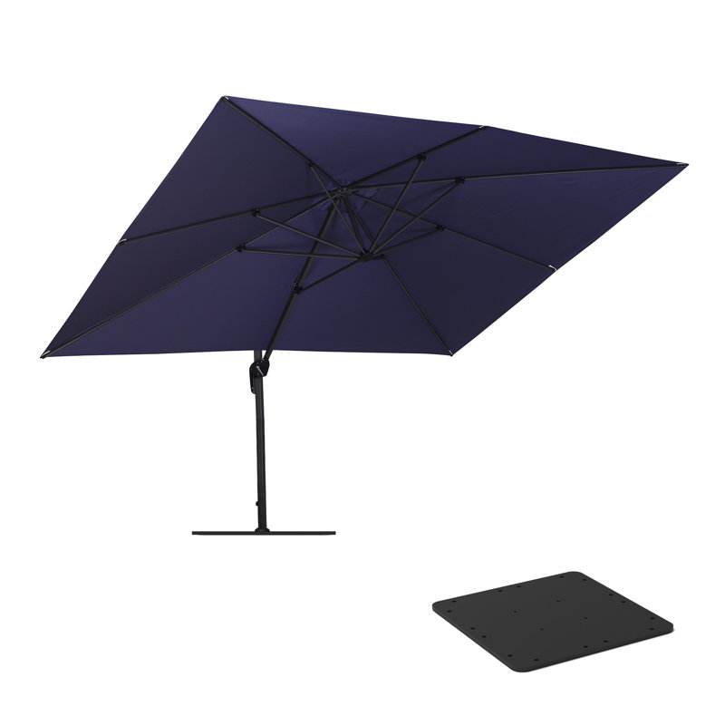 Parasol en porte-à-faux rectangulaire avec base en acier 120 "x 156" Reisfeld, Bleu marine