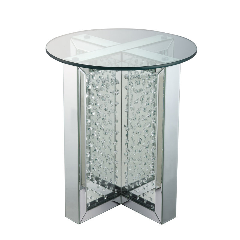 Table de bout Nysa avec miroir et faux cristaux