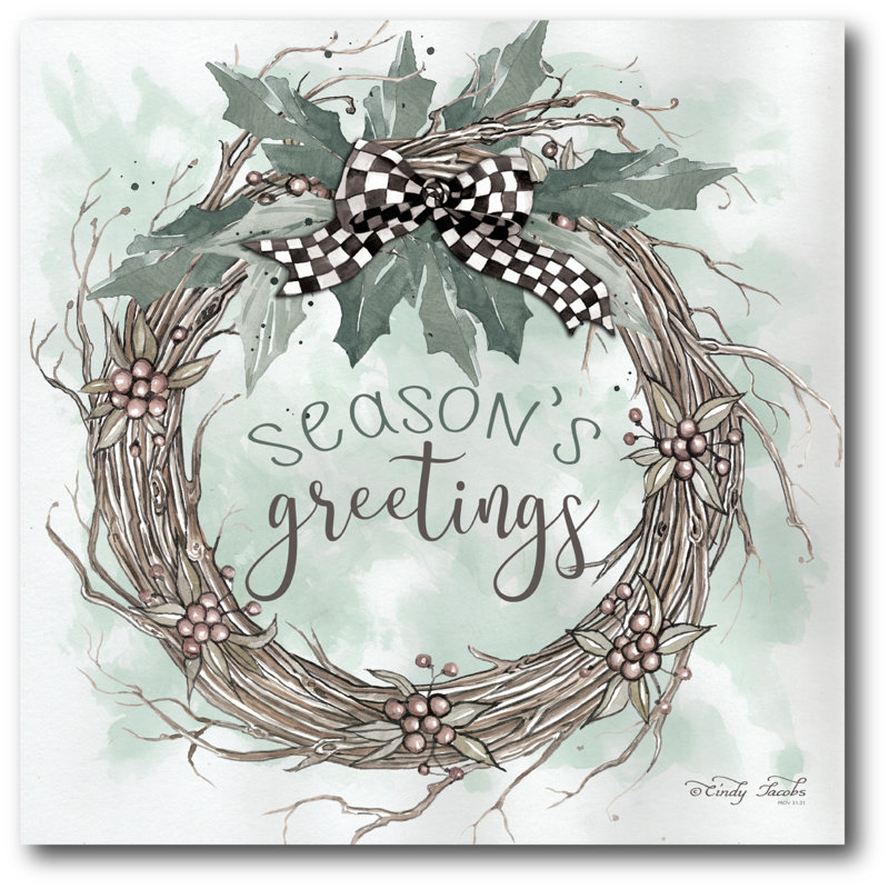 « Season’Greetings »-reproduction sur toile tendue, H 30 po x l 30 po x P 1,5 po
