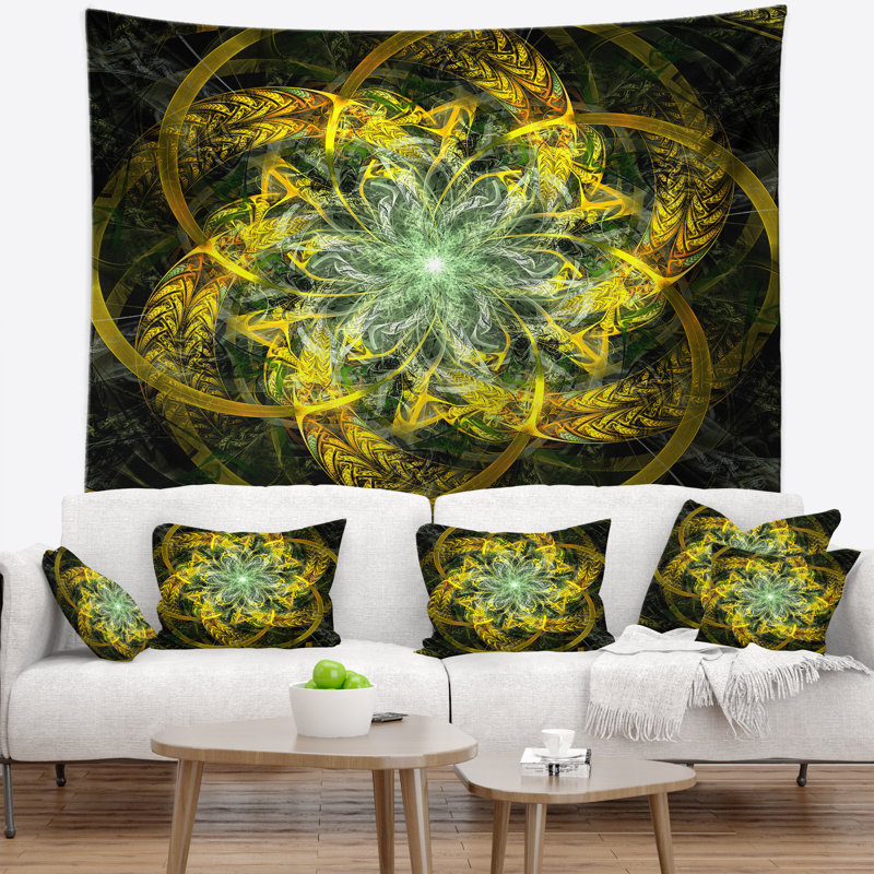 Tapisserie fleur abstraite, H 32 po x l 39 po