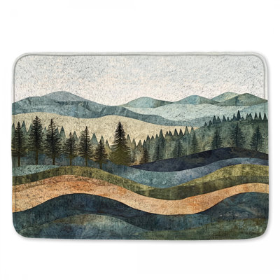 Layered Mountain Landscape Bath Mat