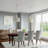 4 - Light Whitewashed Drum Chandelier with Palm Leaf Detailing and Fabric Shade