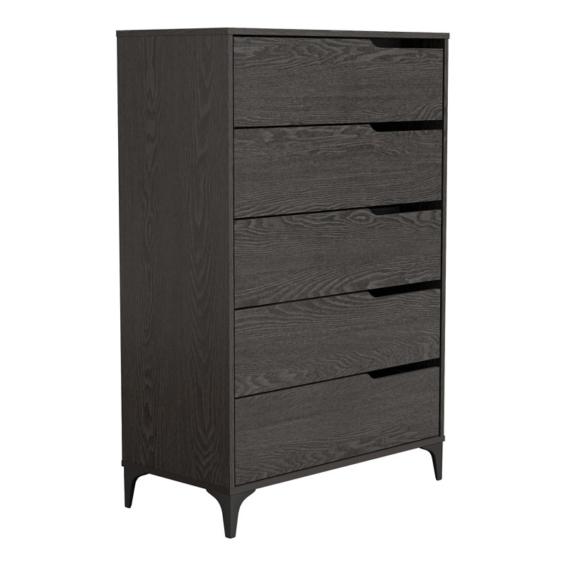 Norcross 5 Drawer 31'' W Dresser, Dark Gray Wood