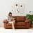 ‌78.74" Brown Faux Leather Loveseat Sofa – Soft Durable Upholstery, Built-In Hidden Storage | Space-Saving Compact Design for Small Living Rooms & Apartments-315645093