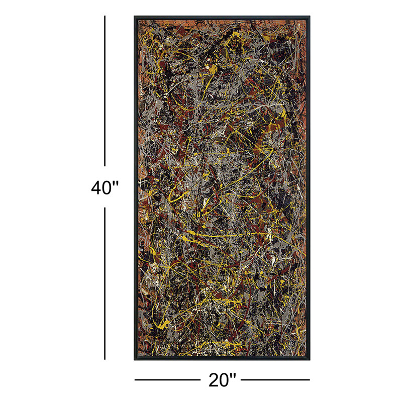 Impression numérique sur toile, art numérique n ° 5, 1948 par Jackson-Pollock Home Decor (cadre mince noir, 20 po x 40 po)