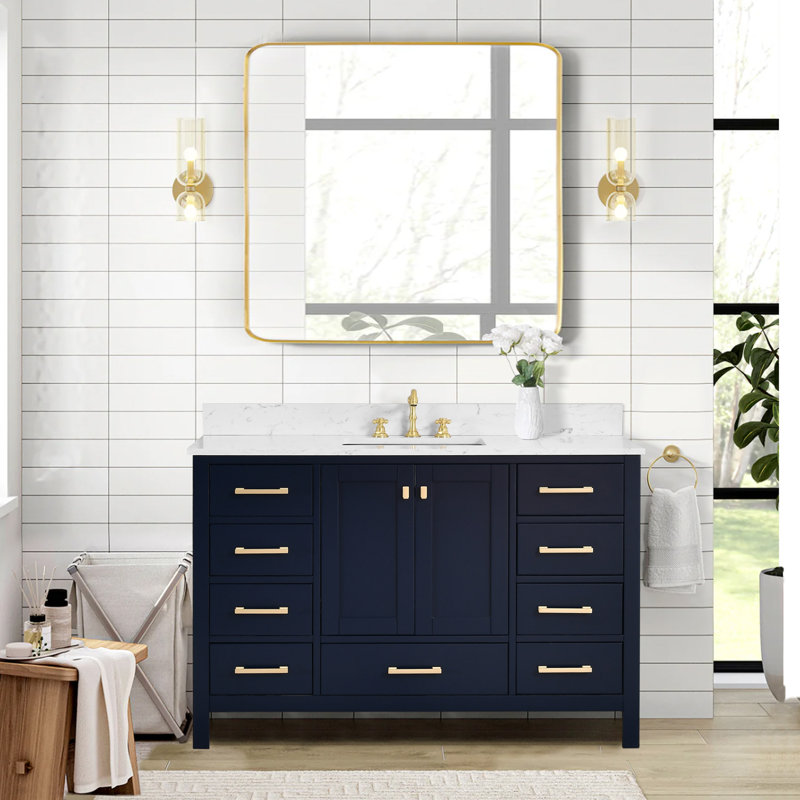 Meuble-lavabo 54 po avec lavabo simple Cholena, Bleu