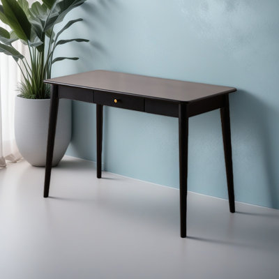 Solid wood minimalist modern black desk