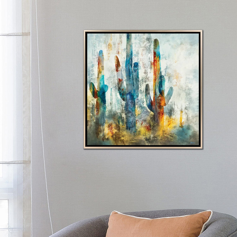 «Saguaro Forest» encadré par Scott Brems, H 26 po x l 26 po x P 1,5 po, Toile encadrée champagne, Non