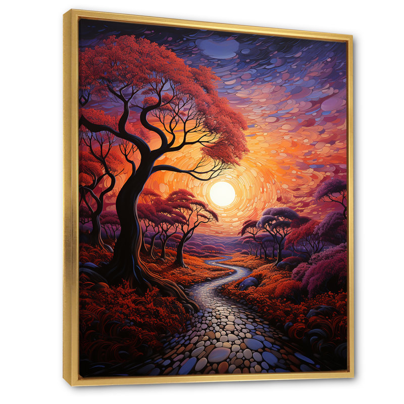 Dakyra Sunset Sunset Reverie Pointillism I - impression, H 44 po x l 34 po x P 1,5 po, Cadre flottant doré