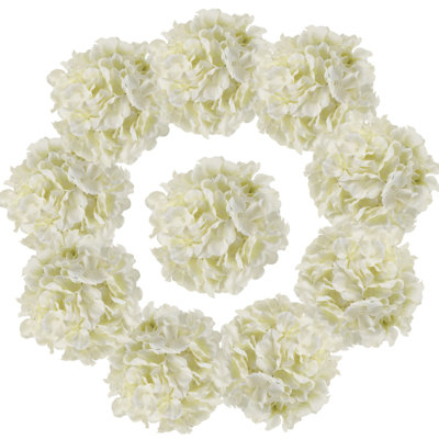 10 pièces de fleurs d'hortensia artificielles, de faux hortensias, des têtes de fleurs en soie avec des tiges, des faux hortensias pour la fête de mariage
