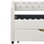 Lit de jour simple tapissier avec tiroirs en beige - Dossier de lit moderne et fonction de rangement pour la chambre à coucher