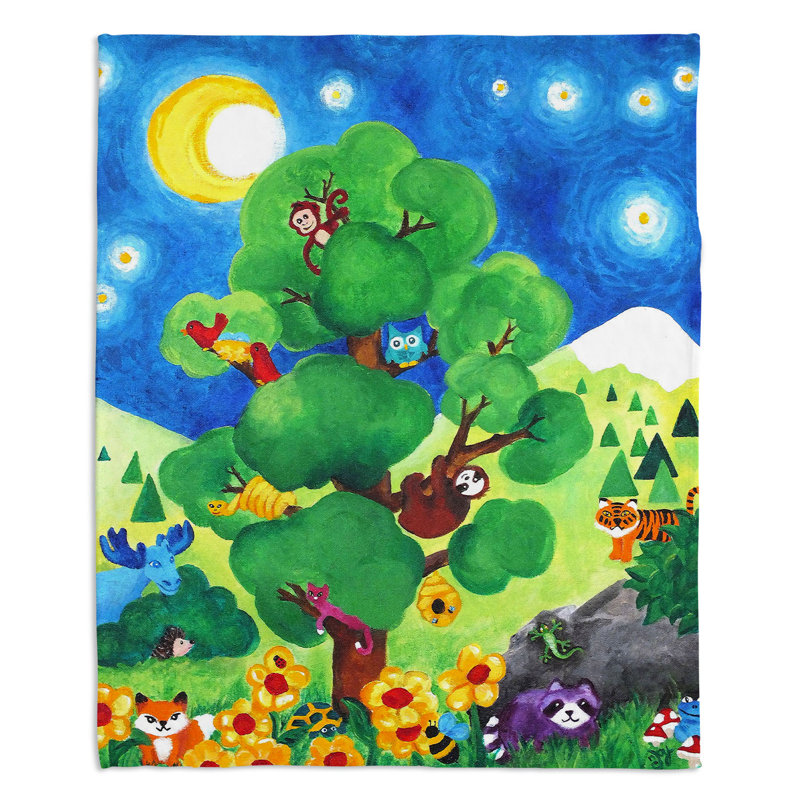  Couverture arbre de la faune, 51 po x 60 po