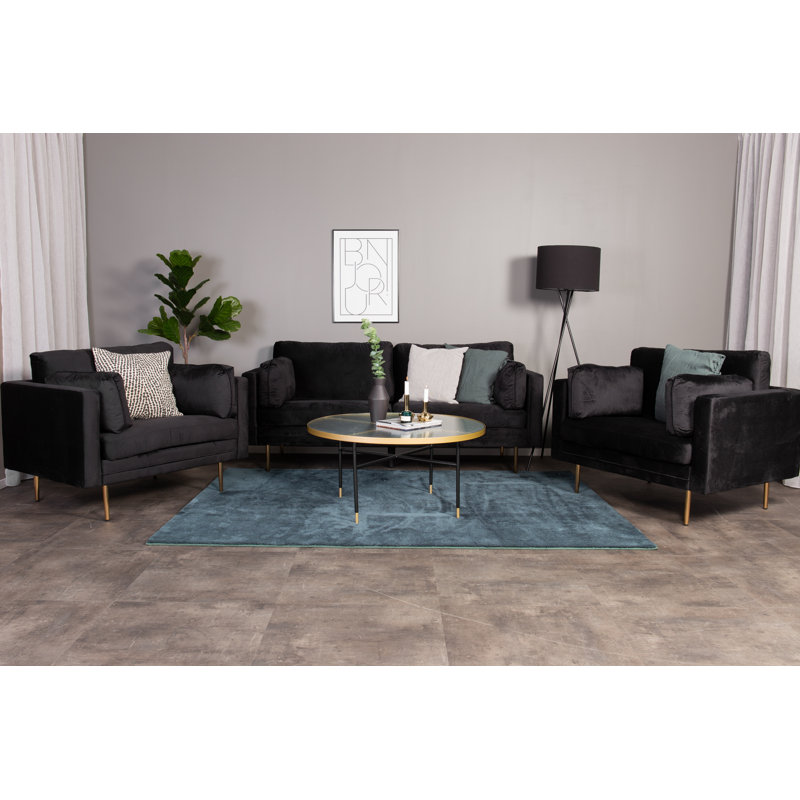 Caden 3 Seater Velvet Sofa, Black