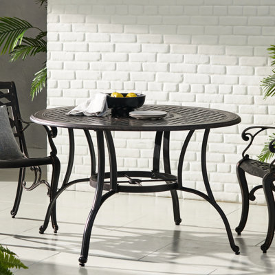 Table de salle à manger d'extérieur en fonte de bronze riche avec décoration en ornement chaleureux