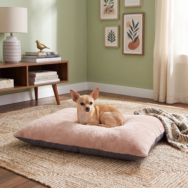 Lit pour chien avec traversin deux tons rose / anthracite DreamListro, 34.6" W, Pink