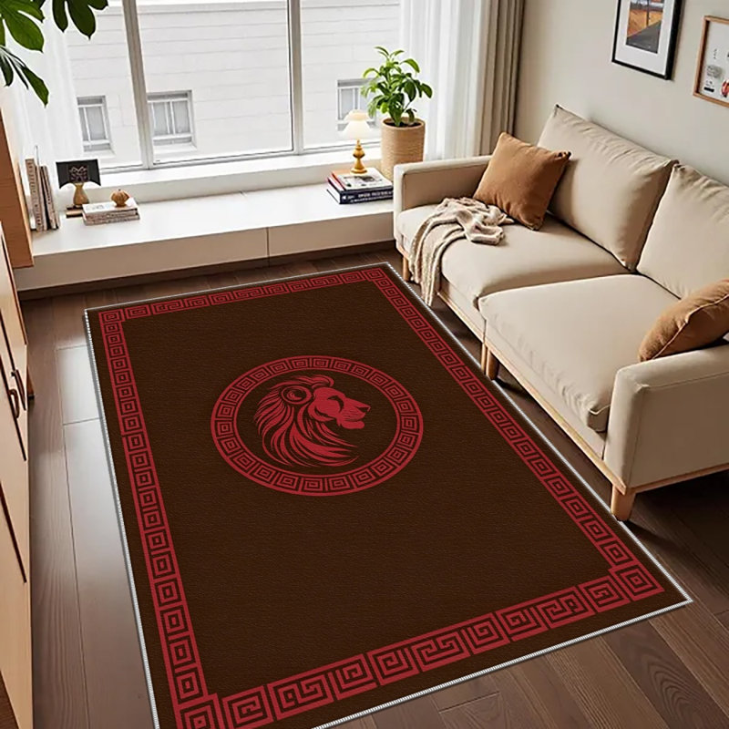 Dark Brown Red Lion Carpet-waterproof, easy to clean, machine-washable, soft and comfortable; suitable for door mats, kitchens, living rooms, bedrooms, corridors, and laundry areas. Easy to clean, durable carpet for home decoration.