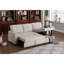 Canapé modulaire rembourré beige avec méridienne - rembourrage en mousse de lin à 3 sièges, coussins de dossier amovibles et rangement pour accueillir et divertir les attentes des visiteurs de nuit-2102676159