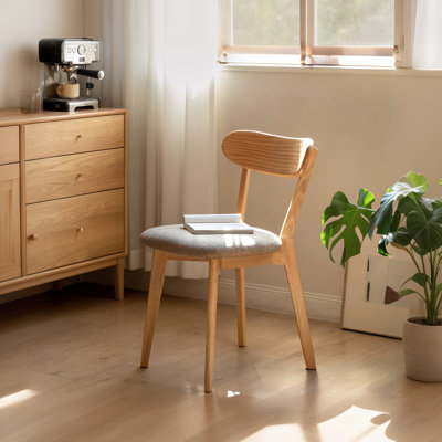 Solid Oak Wood Dining Chair With Backrest