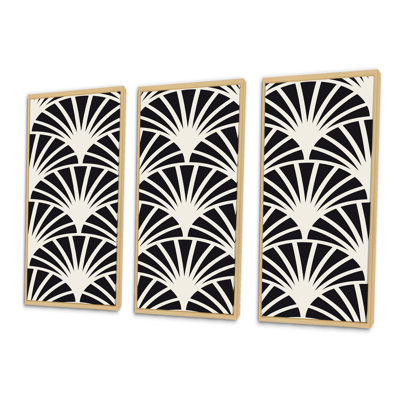" Retro Art Deco Waves I " 3 - Pieces
