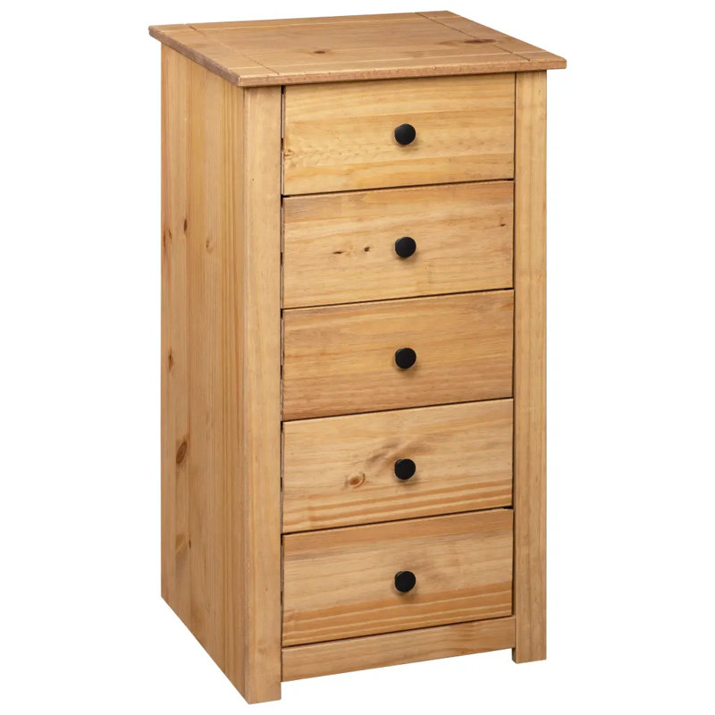 Machado Solid Wood 46cm W 5 - Drawer Chest of Drawers, Brown