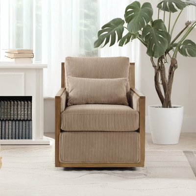 Fauteuil d'appoint pivotant en velours côtelé