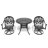 3 Cast Aluminum Outdoor Dining Setup. 2 Swivel Chairs & 35.43" Round Table. Black Frame. Elegant Patterns, , Comfortable , Cushions Included All-Weather Arrangement. Table In Black. Stylish Design,-129449886