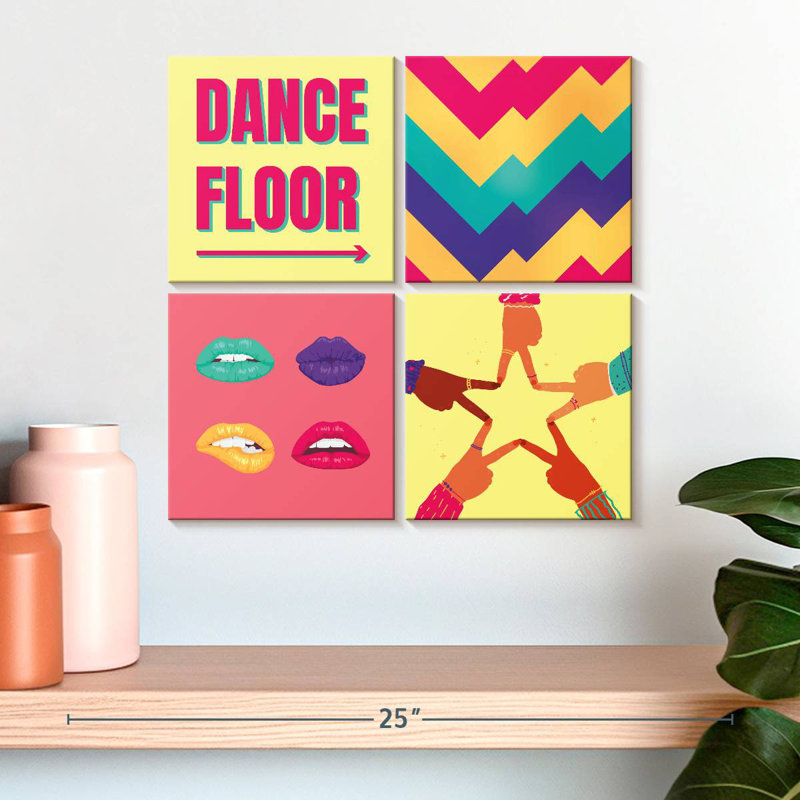 Tergel Retro Dance Floor Typography, 18" H x 18" W