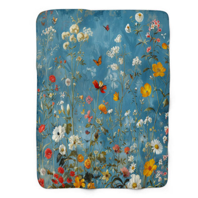 Papillon bleu - couverture sherpa de qualité supérieure 1 pièce