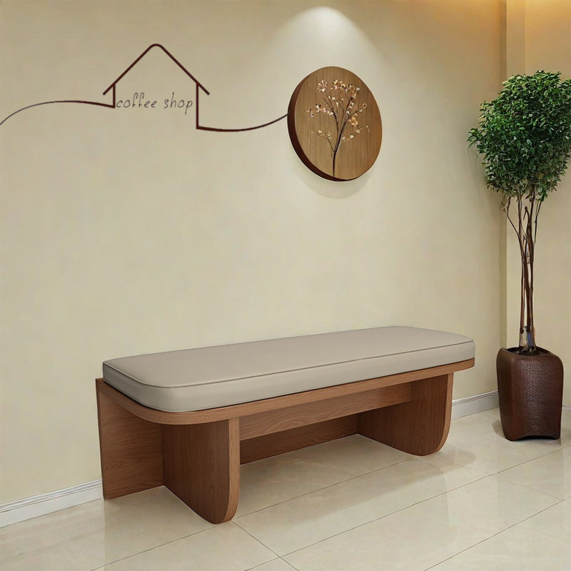 Banc rembourré en similicuir restaurant Coffee Shop Bakery, Beige