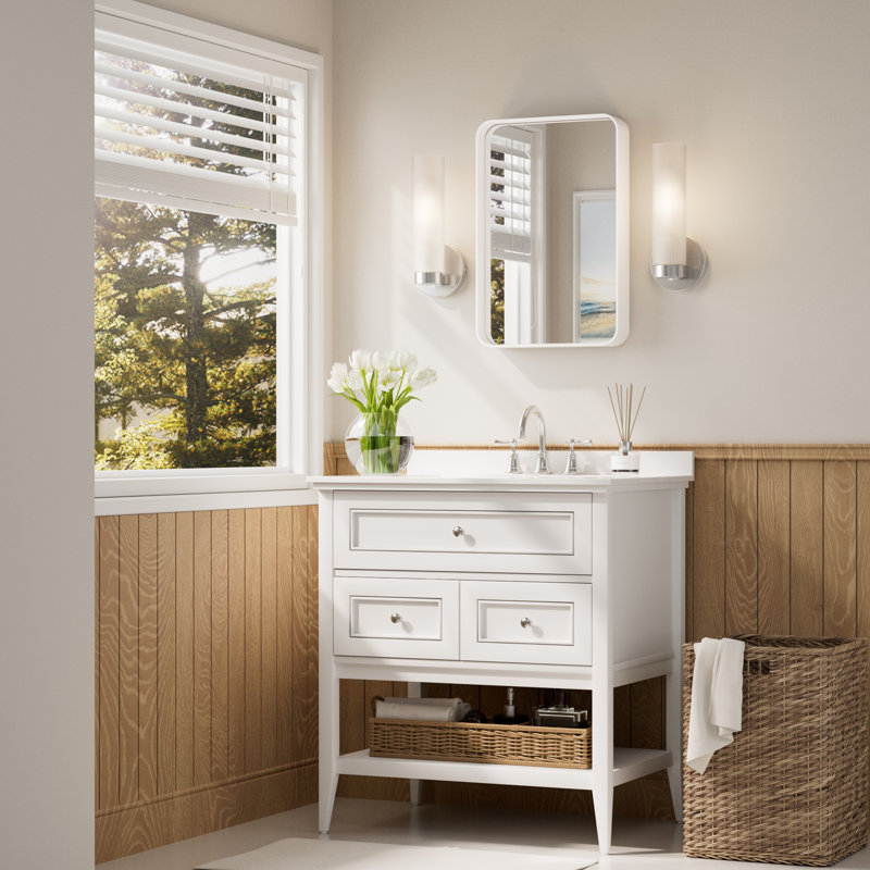 Miroir d'appoint Tyro, 24 po x 16 po, Blanc, Rectangulaire