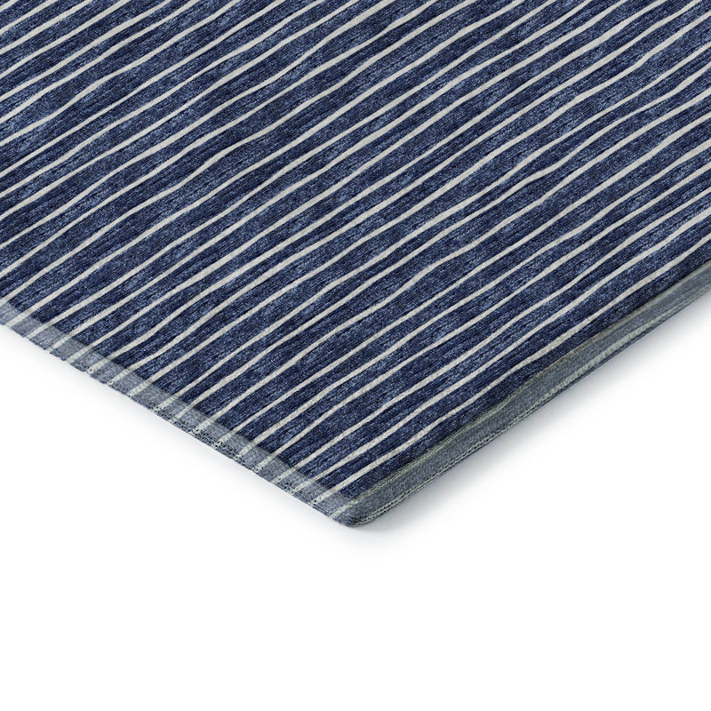 Premium Machine Washable Vaseem AMF138 Navy Rug, Rectangle 3' x 5'