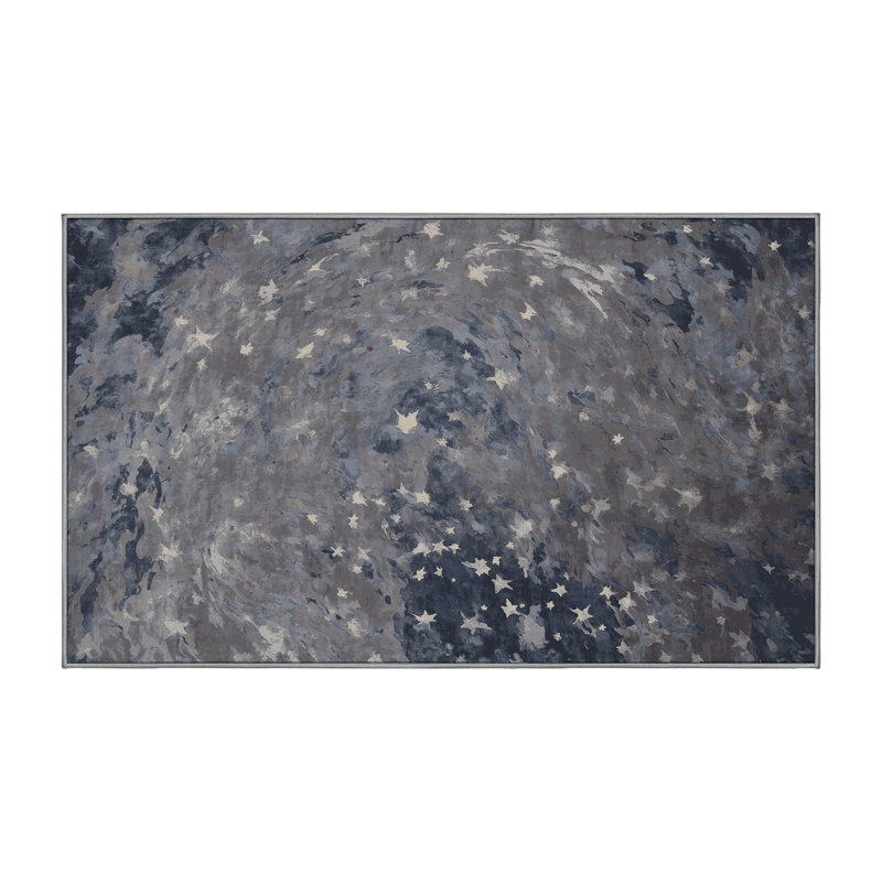 Machine Washable Gray Area Rug, Rectangle 5' x 8'