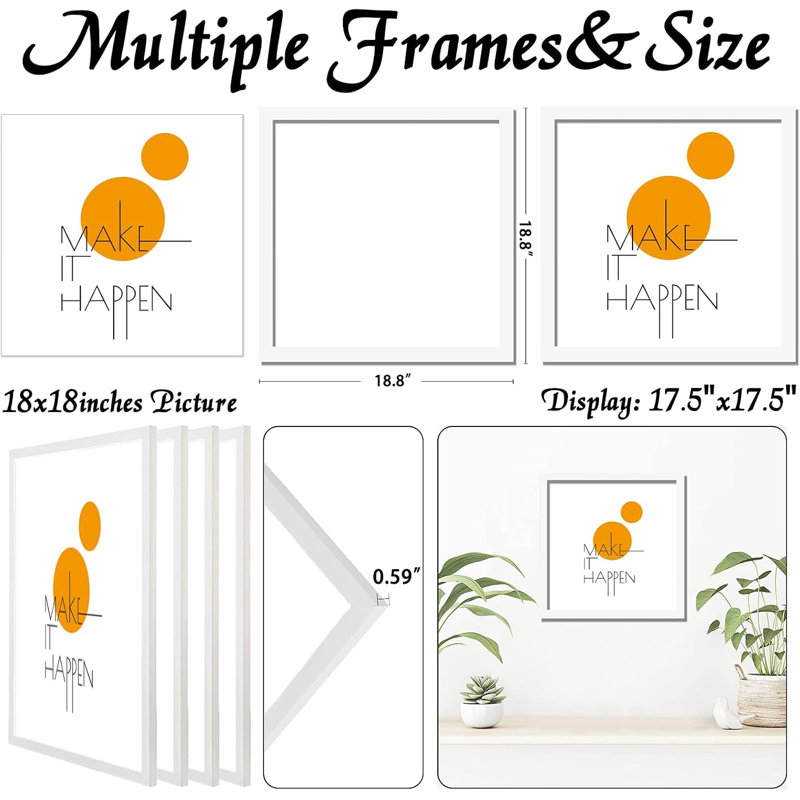 Ensemble de 4 cadres photo 18x18, cadres blancs pour composition murale