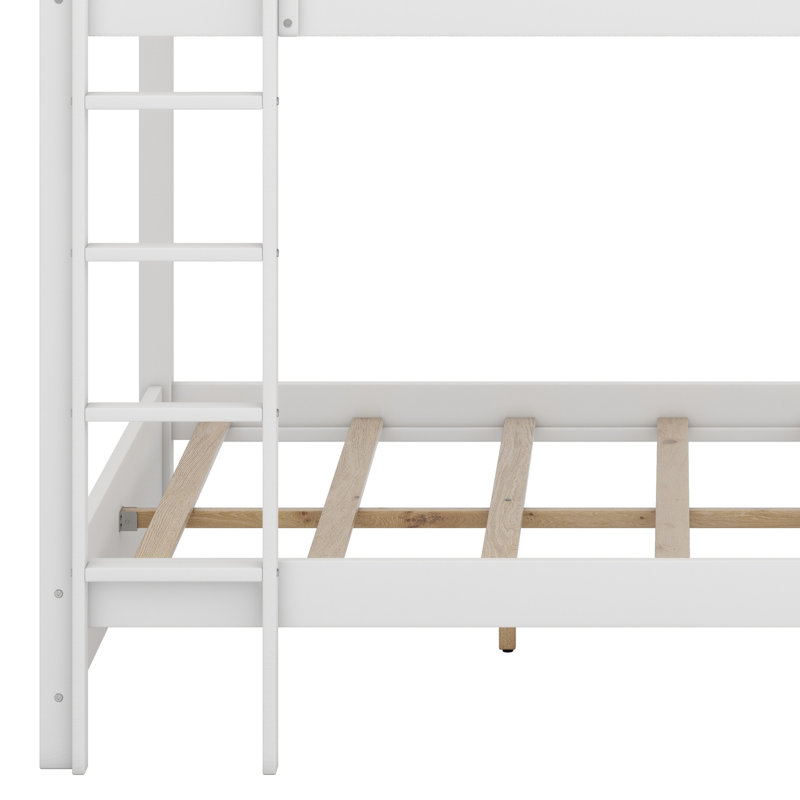 Lit superposé en bois avec échelle, Blanc