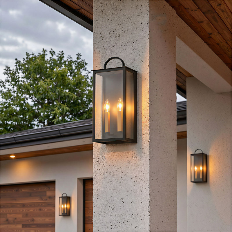 Outdoor Wall Lanterns,20 Inch, E12, Sand Black