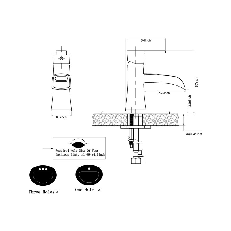 Single-hole Single-handle Bathroom Faucet With Drain Assembly, Brushed Gold