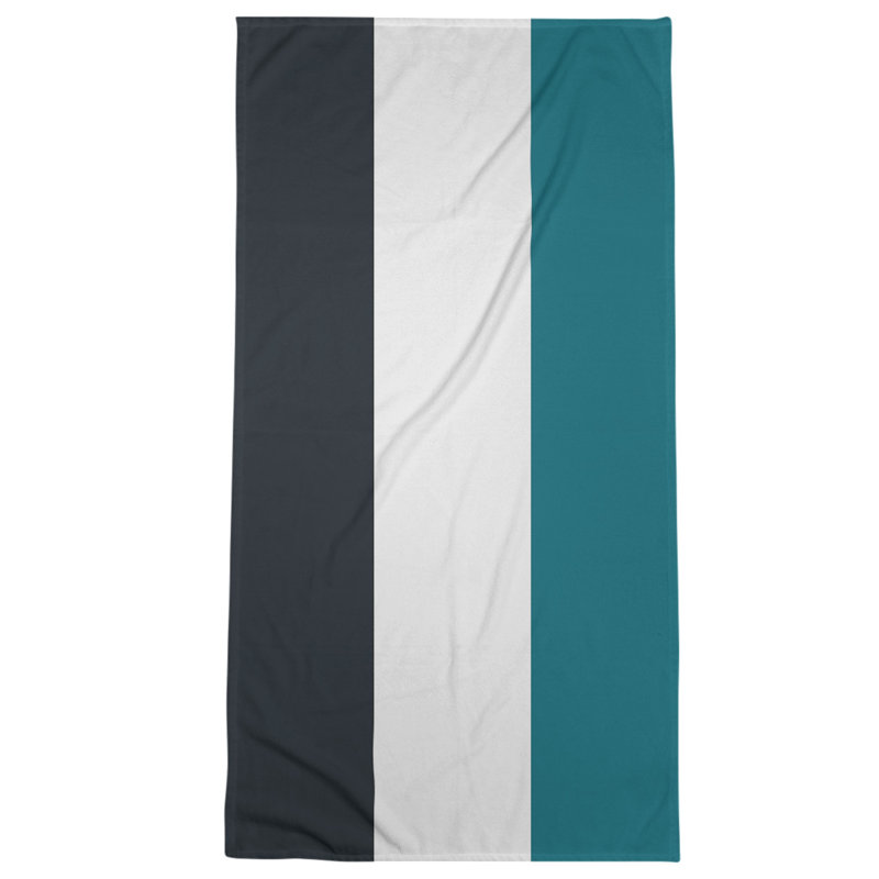Bath Towel, Black/Off -White/Green