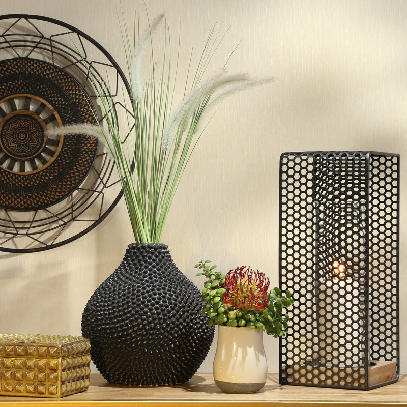 Vase décoratif Dugg, H 8 po x l 7,25 po x P 7,25 po, Noir