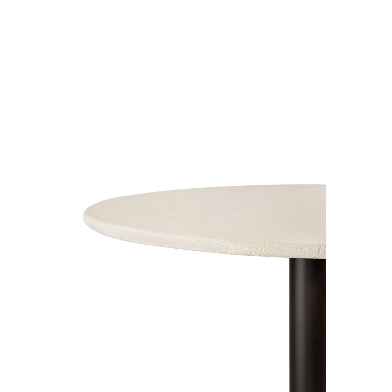 Blend dining table - varnished Microcement top - Off White - Dark Bronze base - round 70/70/76, 30"H x 35.5"L x 35.5"W